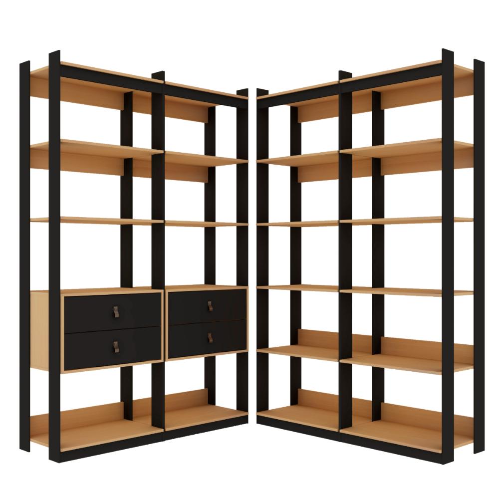 Guarda Roupa Closet Genialflex 4 Gavetas Freijó Preto