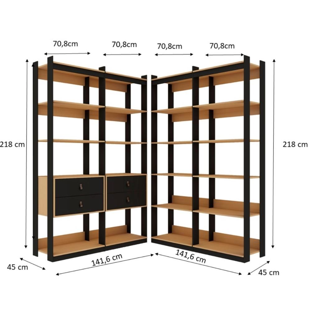 Guarda Roupa Closet Genialflex 4 Gavetas Freijó Preto