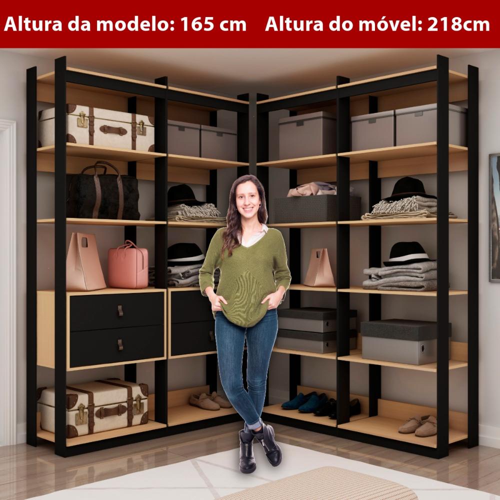 Guarda Roupa Closet Genialflex 4 Gavetas Freijó Preto