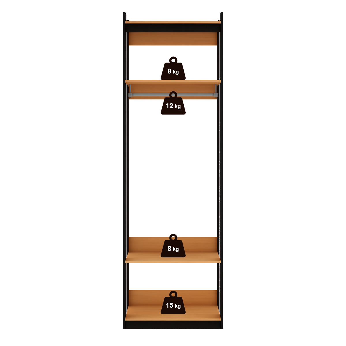 Guarda Roupa Genialflex Closet Modulado Aberto 1 Cabide Freijó Preto Fosco