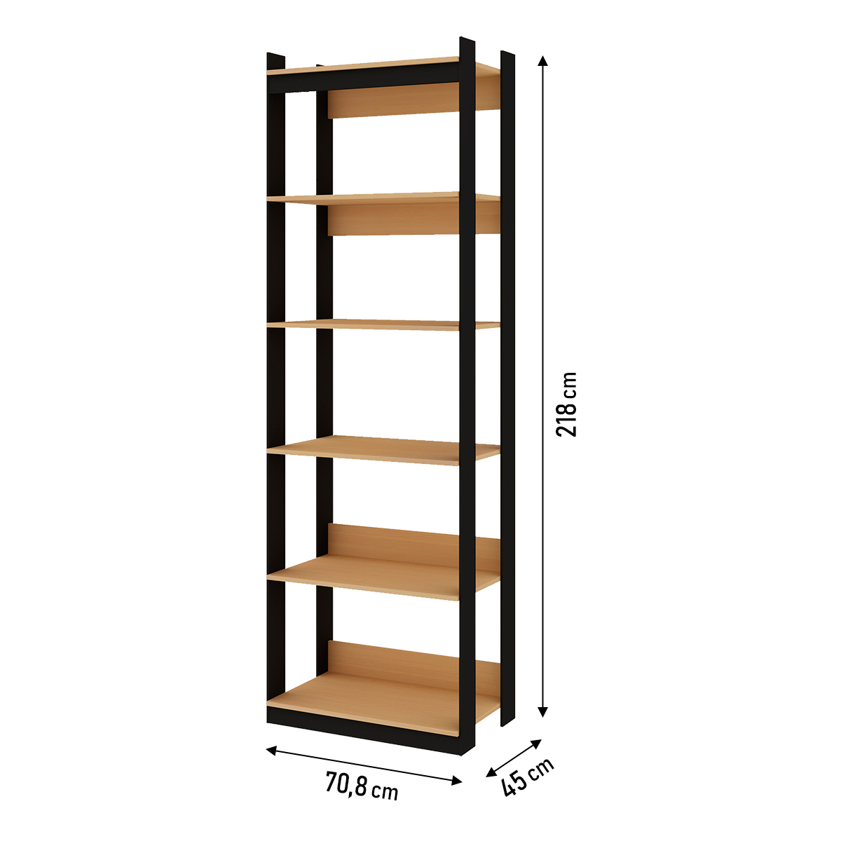Guarda Roupa Genialflex Closet Modulado Aberto 5 Prateleiras Freijó Preto Fosco