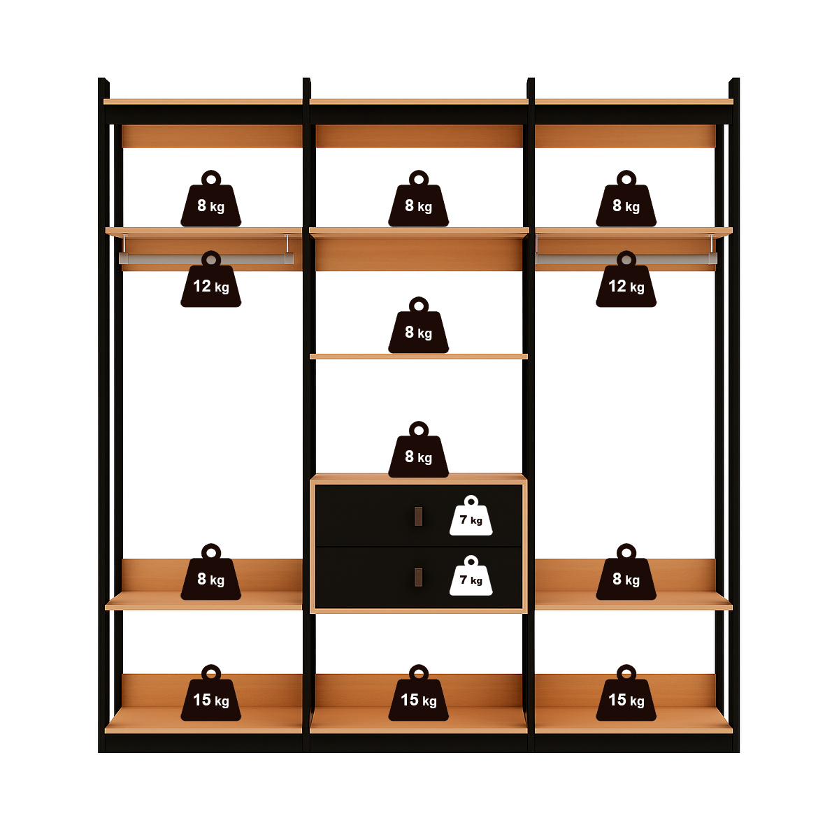 Guarda-roupas Genialflex Closet Mod 2 Cab 2 Gav Freijó Preto