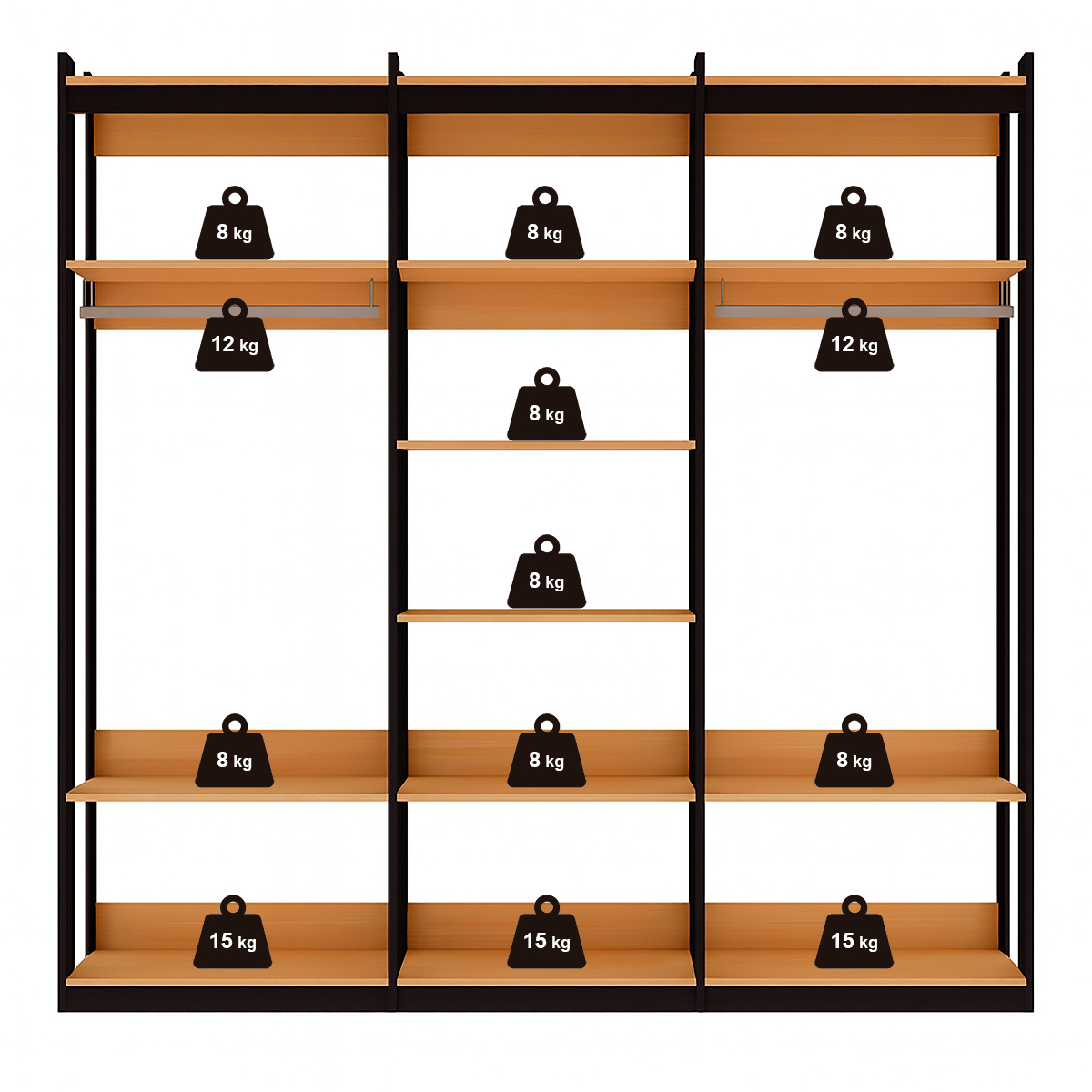 Guarda-roupas Genialflex Closet Mod 2 Cab Freijó Preto Fosco