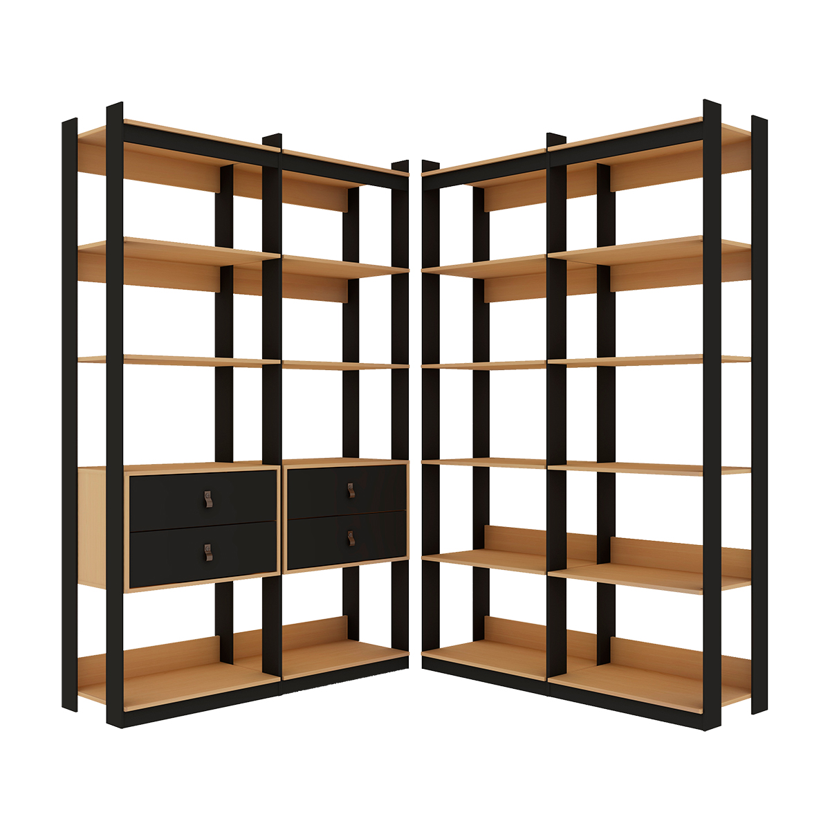 Guarda-roupas Genialflex Closet Modulado 4 Gavetas mais Prateleiras Freijó Preto Fosco