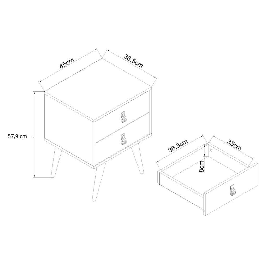 Mesa De Cabeceira Amber 2 Gavetas Savana / Argila