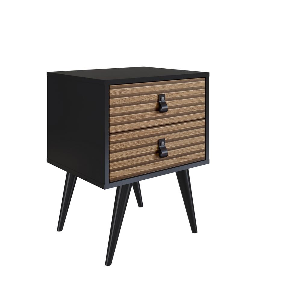 Mesa De Cabeceira Genialflex Preto Frente Efeito Ripado
