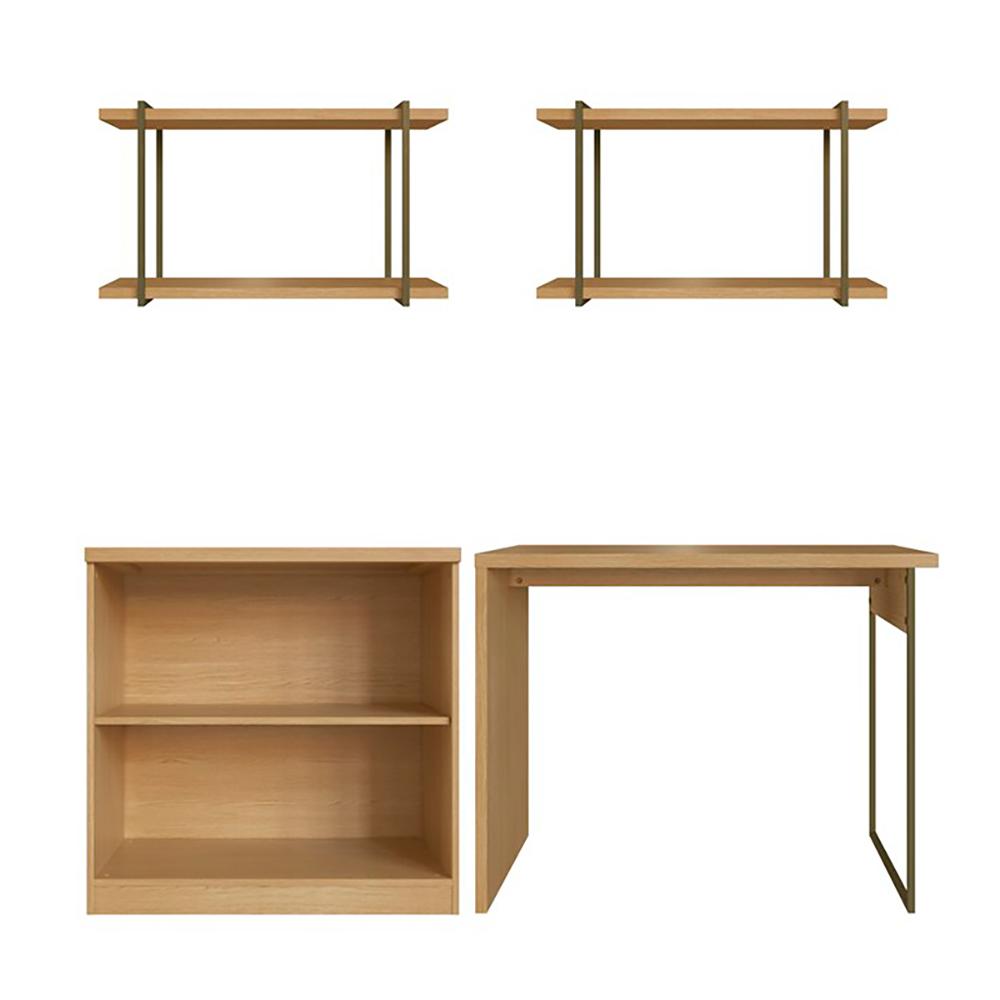 Mesa De Escritório Genialflex Kit Armário Prateleira Sav/bco