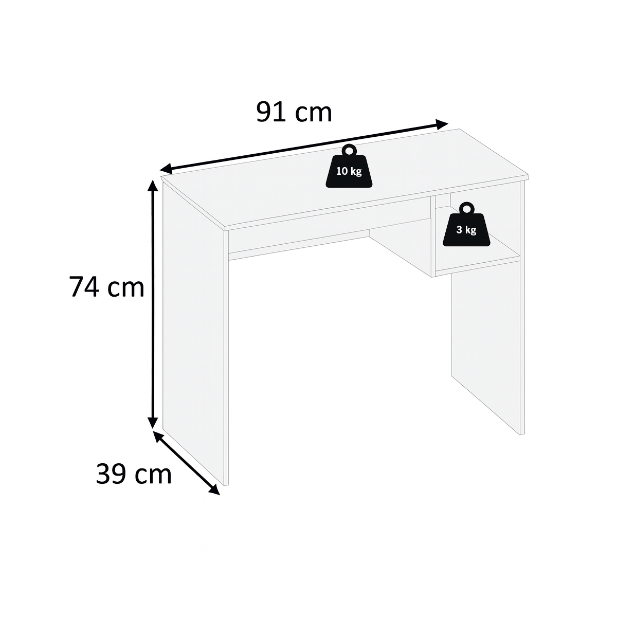 Mesa Escrivaninha Genialflex Linha Noronha MDP 15mm Preta