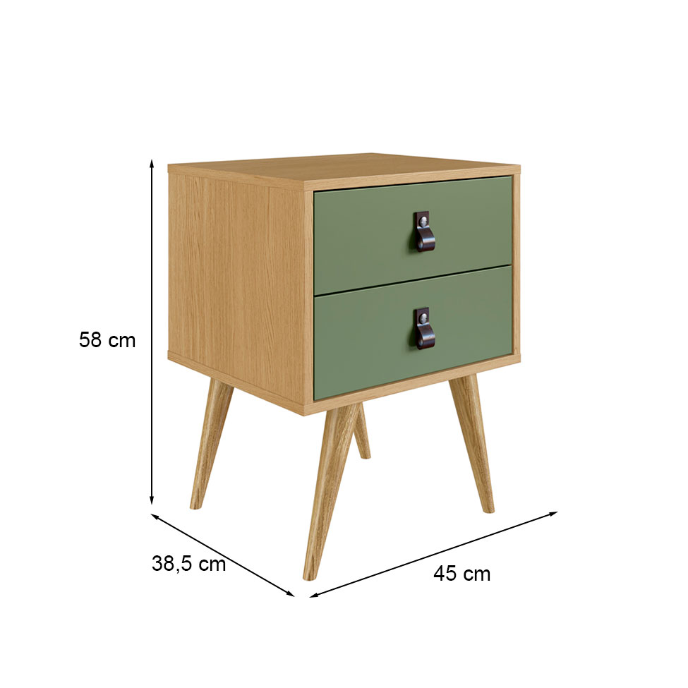Mesa de Cabeceira Amber 2 Gavetas Savana e Alecrim