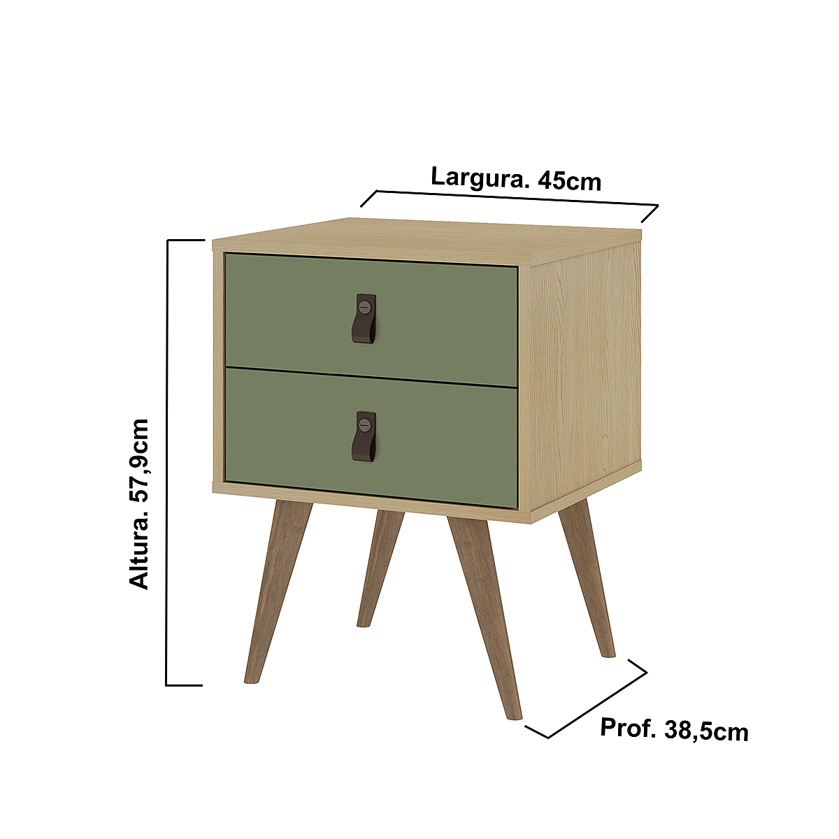 Mesa de Cabeceira Genialflex Amber 2 Portas Savana Alecrim
