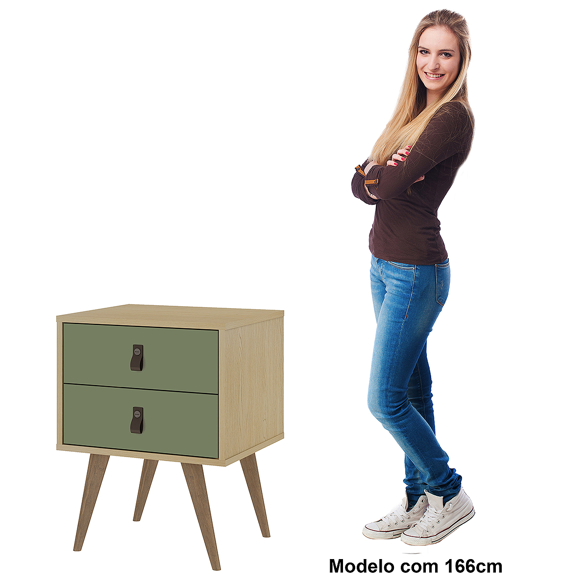 Mesa de Cabeceira Genialflex Amber 2 Portas Savana Alecrim
