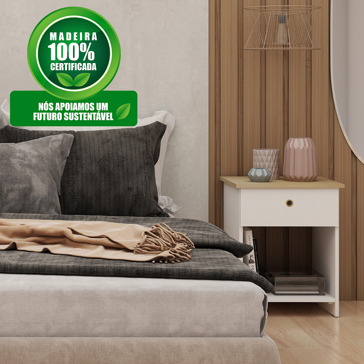 Mesa de Cabeceira Genialflex Branca Encaixe Sem Ferramentas