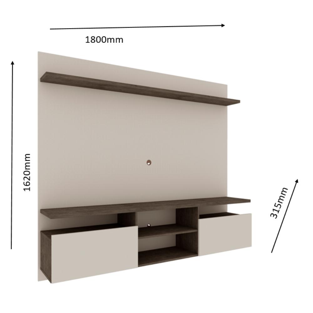 Painel para Tv até 60 Polegadas Cor Rústica - Demolição/Off White