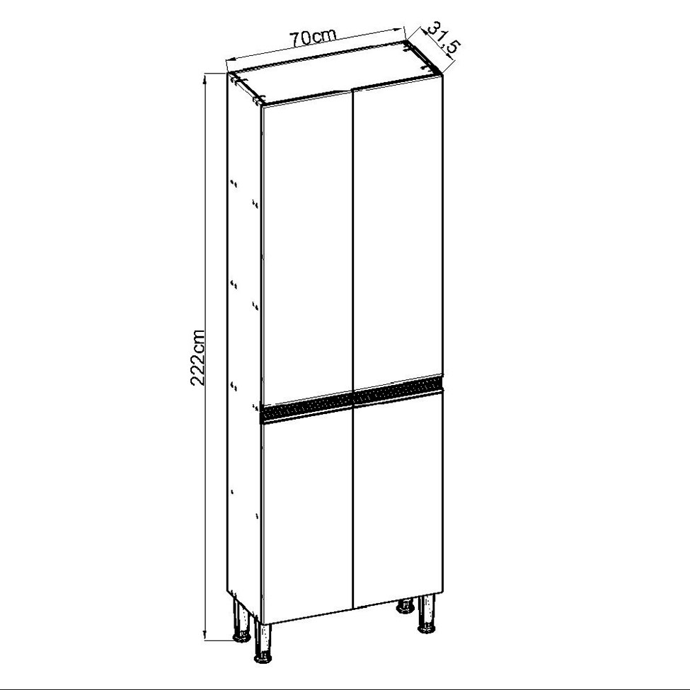 Paneleiro Conecta 4 Portas Ébano e Off White 70 cm