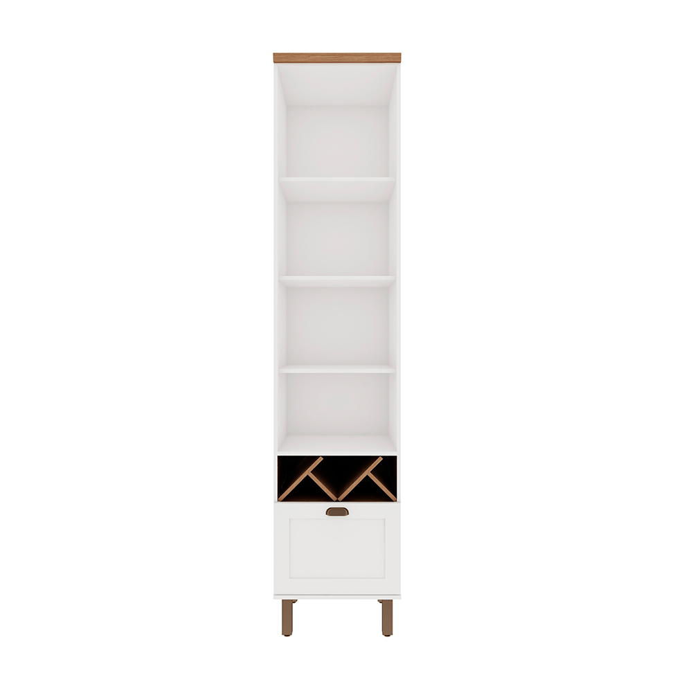 Paneleiro Iluminata com Vidro 1 Porta 1 Gaveta Branco e Ébano