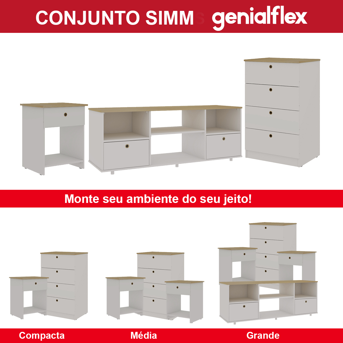 Rack para TV Genialflex Branco Encaixe Sem Ferramentas