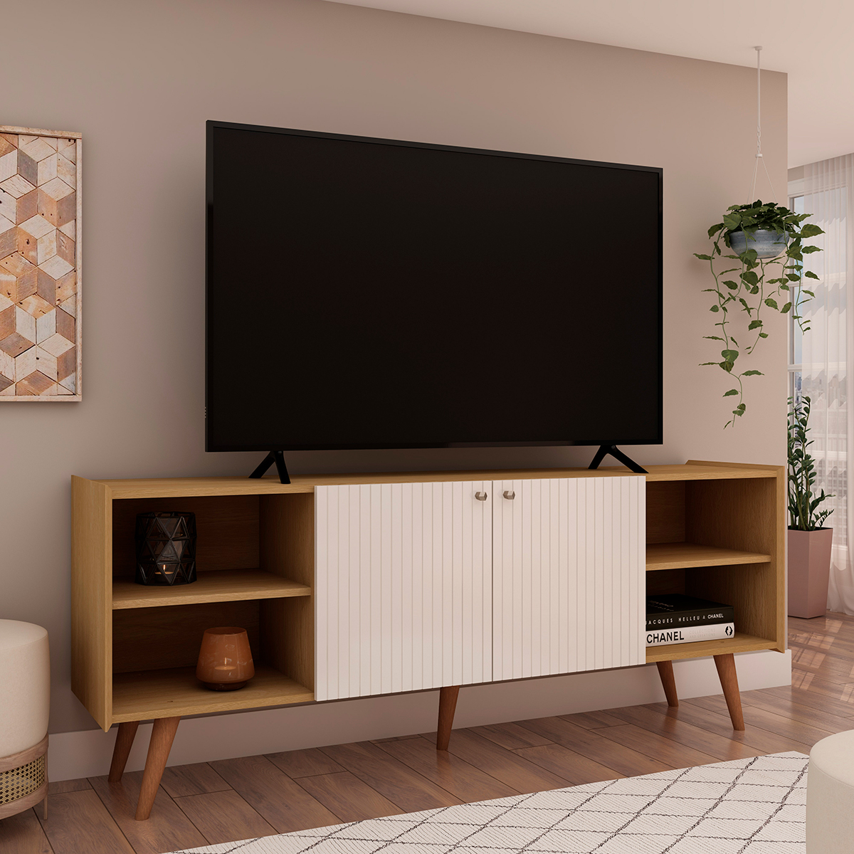 Rack para Tv Genialflex Vértice Cinamomo Branco Laca