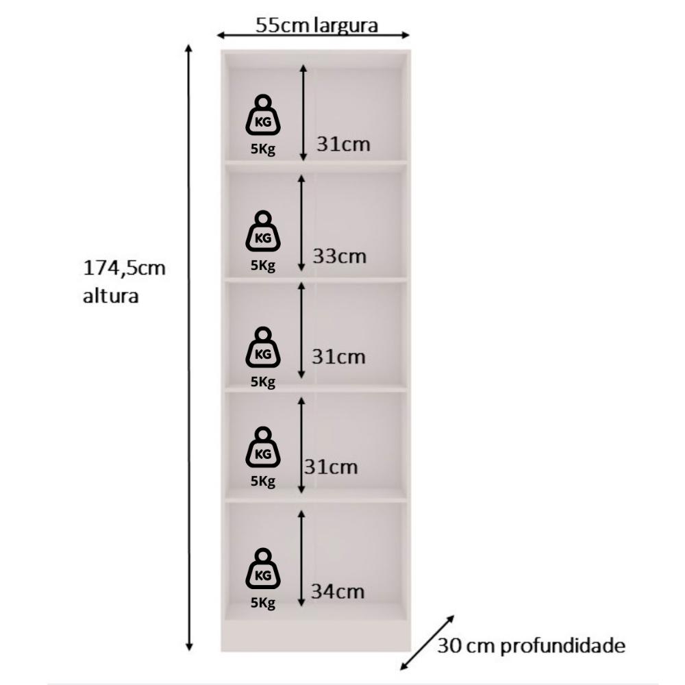 Sapateira Armário Multiuso Genialflex 2 Porta 5 Prateleiras Branco MDP