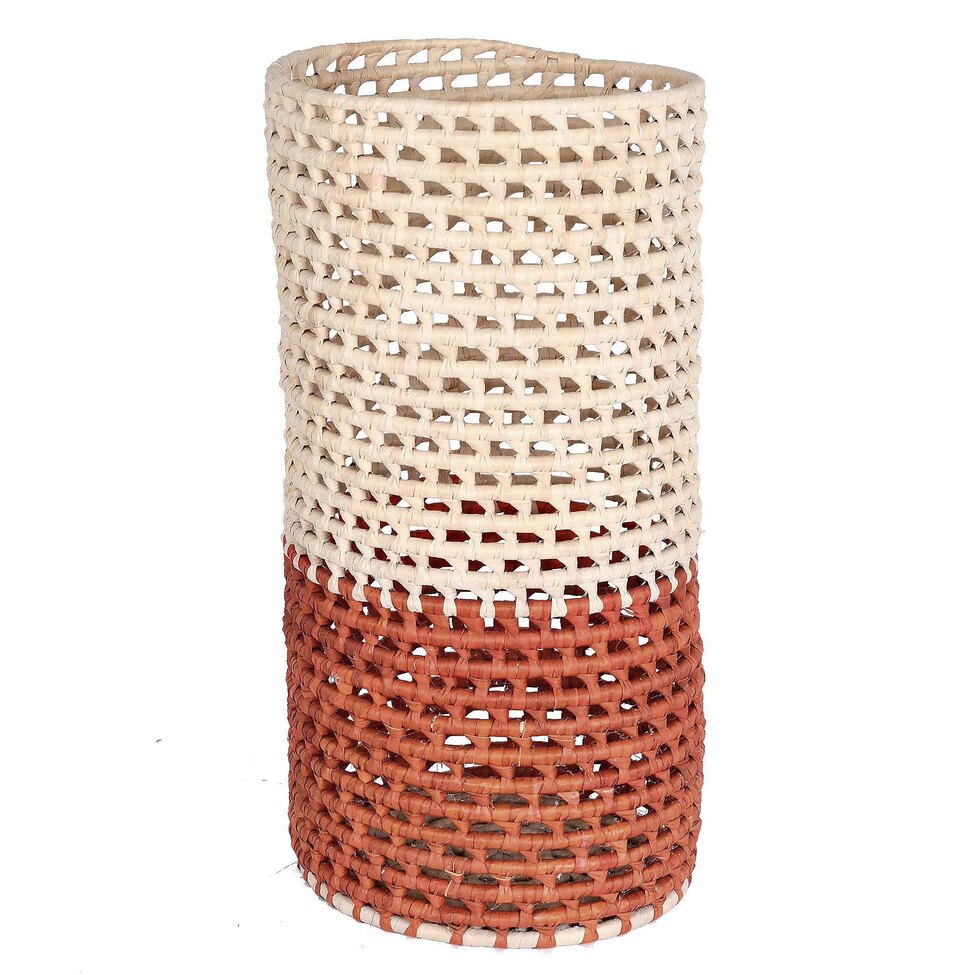 Cachepot Decorativo Cilíndrico G Natural e Terracota