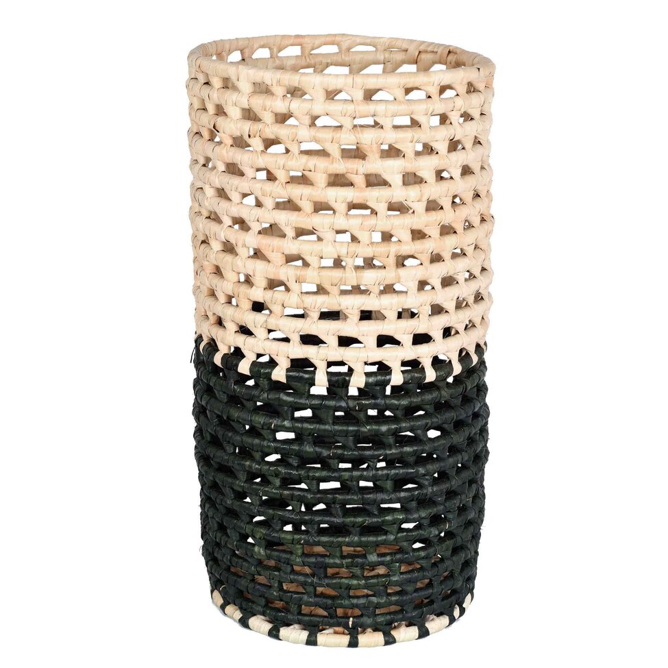 Cachepot Decorativo Cilíndrico G Natural e Verde