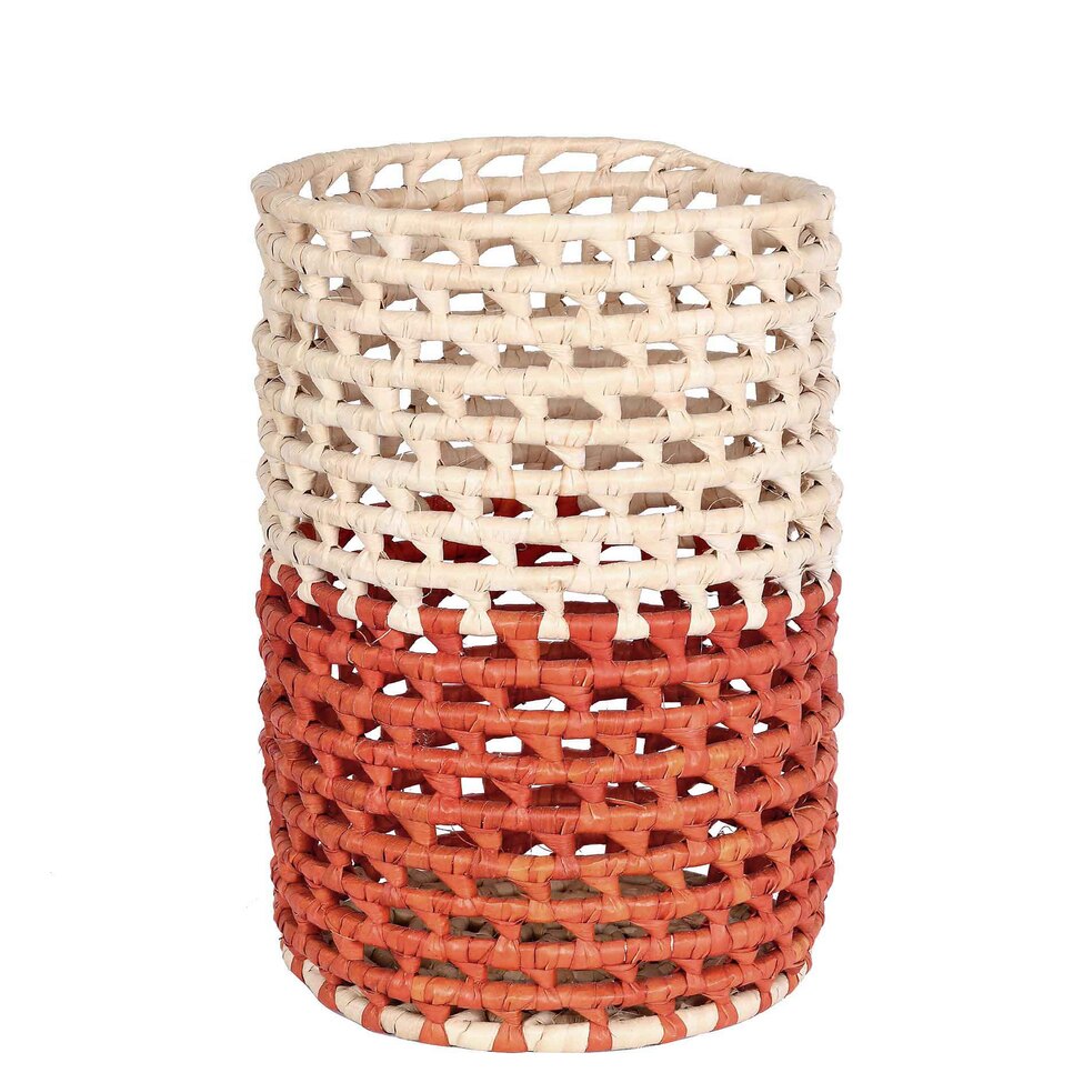 Cachepot Decorativo Cilíndrico M Natural e Terracota