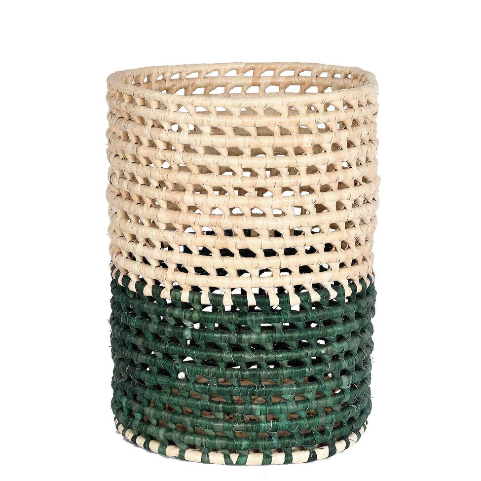 Cachepot Decorativo Cilíndrico M Natural e Verde