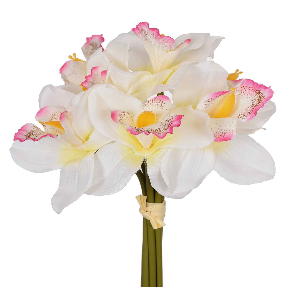Ramalhete Decorativo Cymbidium Creme e Rosa