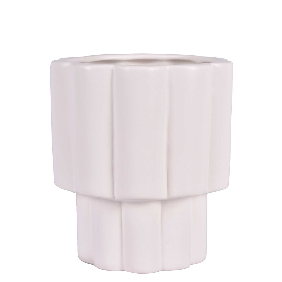 Vaso Decorativo Gomos Off White 16 cm
