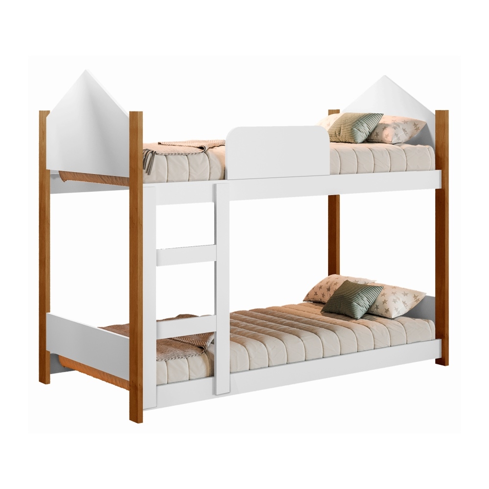 Beliche Infantil Casinha Alice Branco com Colchões