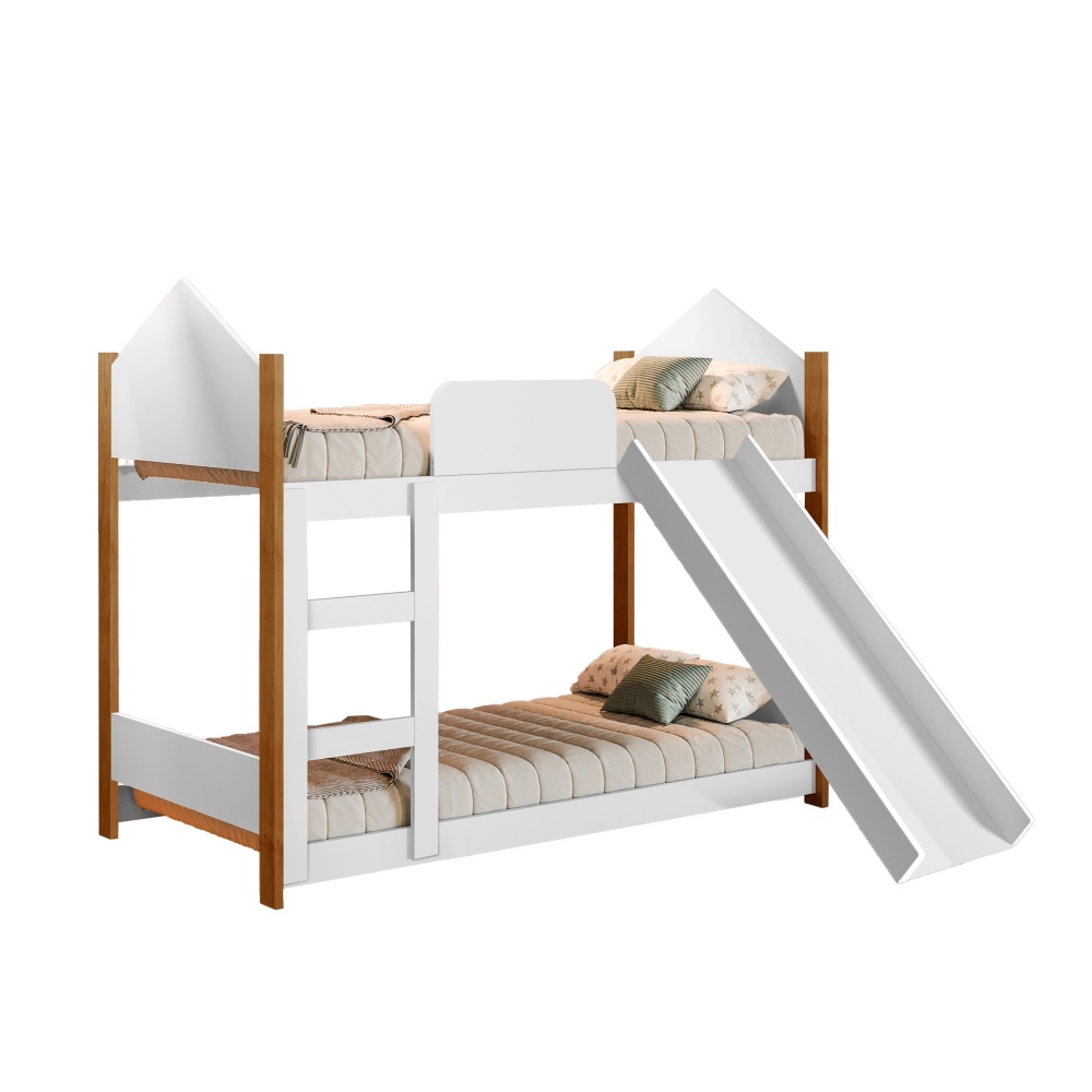 Beliche Infantil Casinha Alice Branco com Escorregador