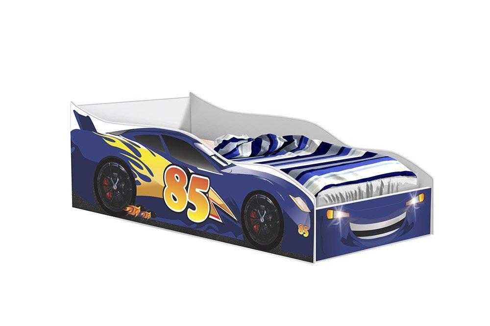 Cama Carro Azul com Colchão Gabrielli