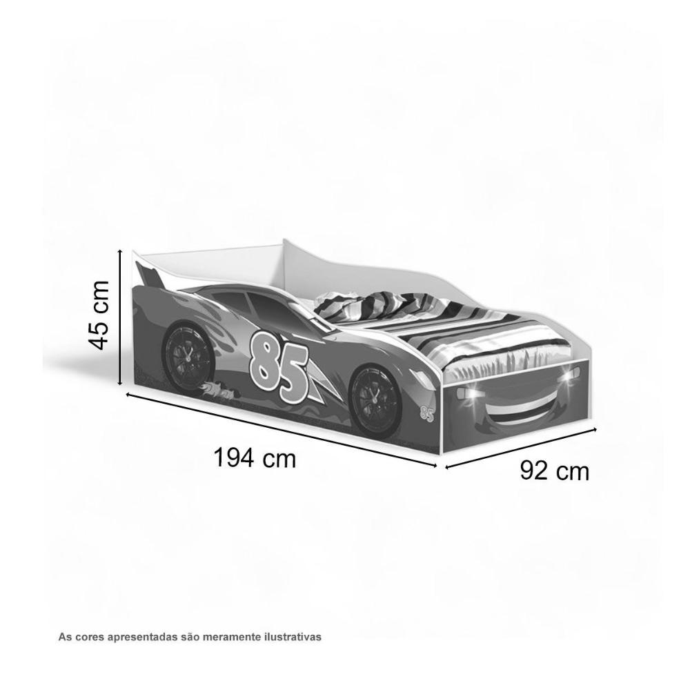 Cama Carro Azul com Colchão Gabrielli