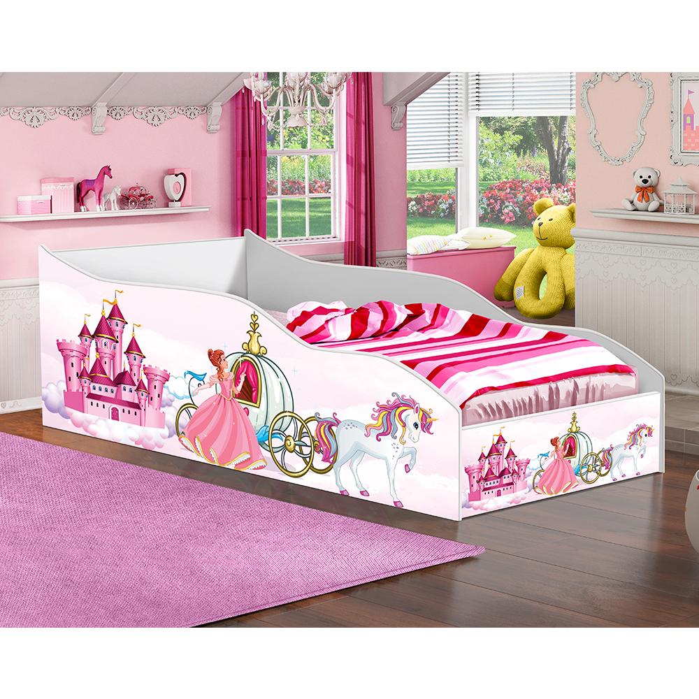 Cama Carro Menina Infantil Carruagem Unicórnio Com Colchão