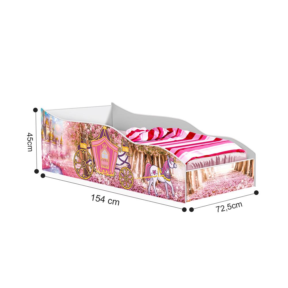 Cama Carro Menina Infantil Encantado Princesa Com Colchão