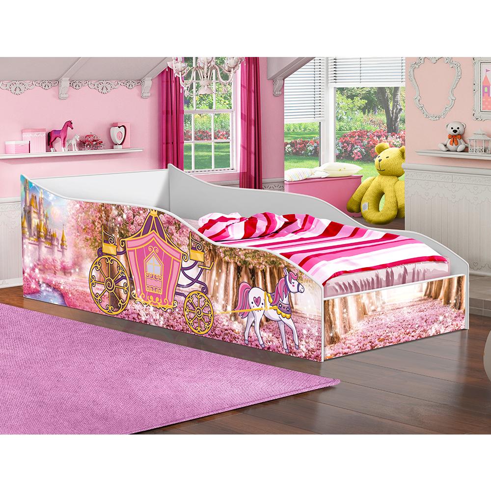 Cama Carro Solteiro Encantado Princesa Com Colchão