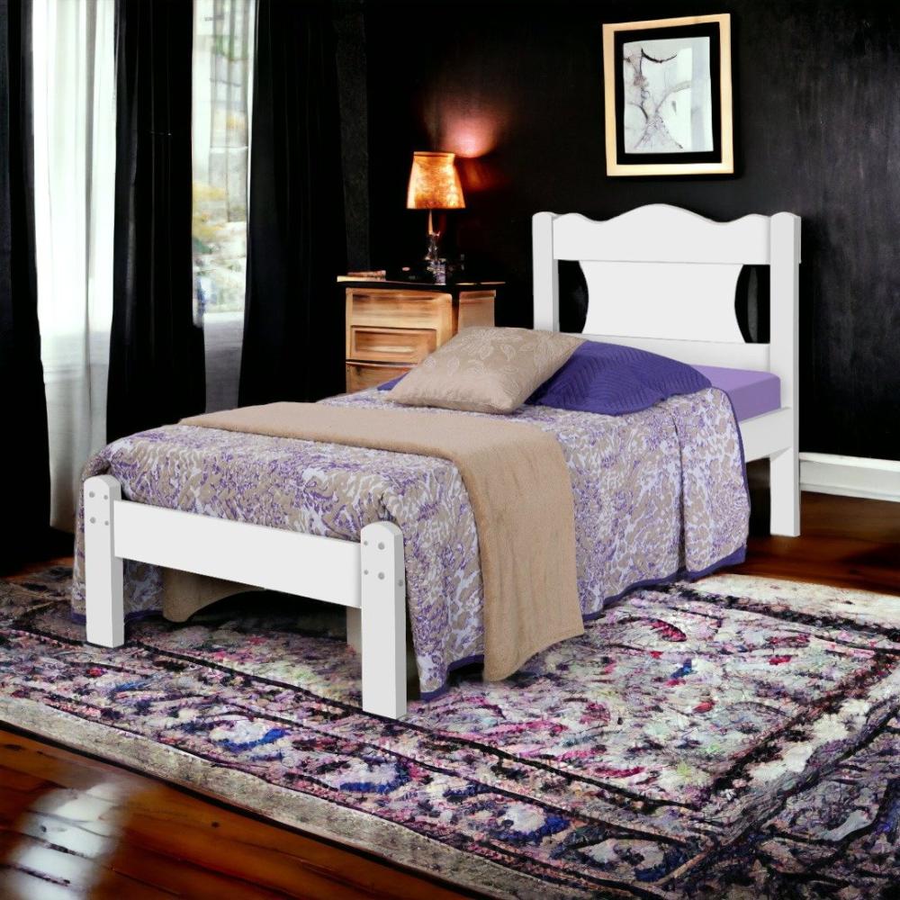 Cama Solteiro Munique Branca com Colchão Gabrielli