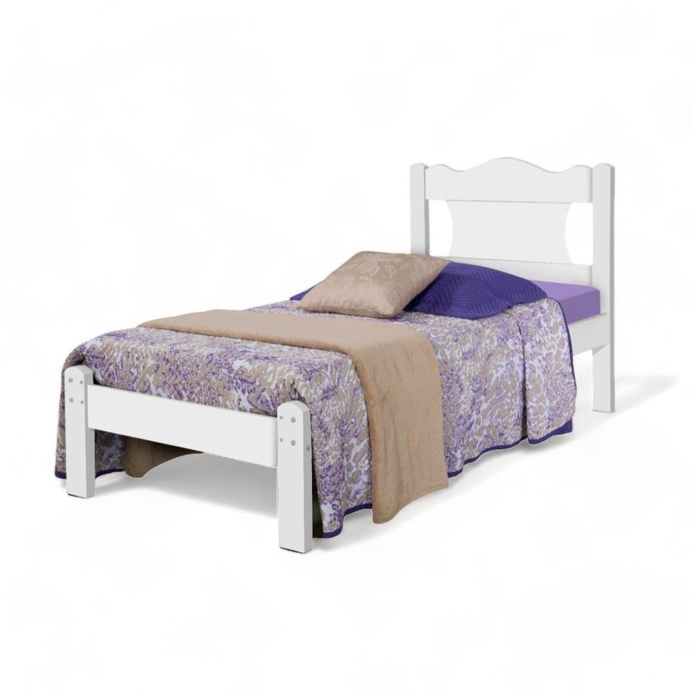 Cama Solteiro Munique Branca com Colchão Gabrielli