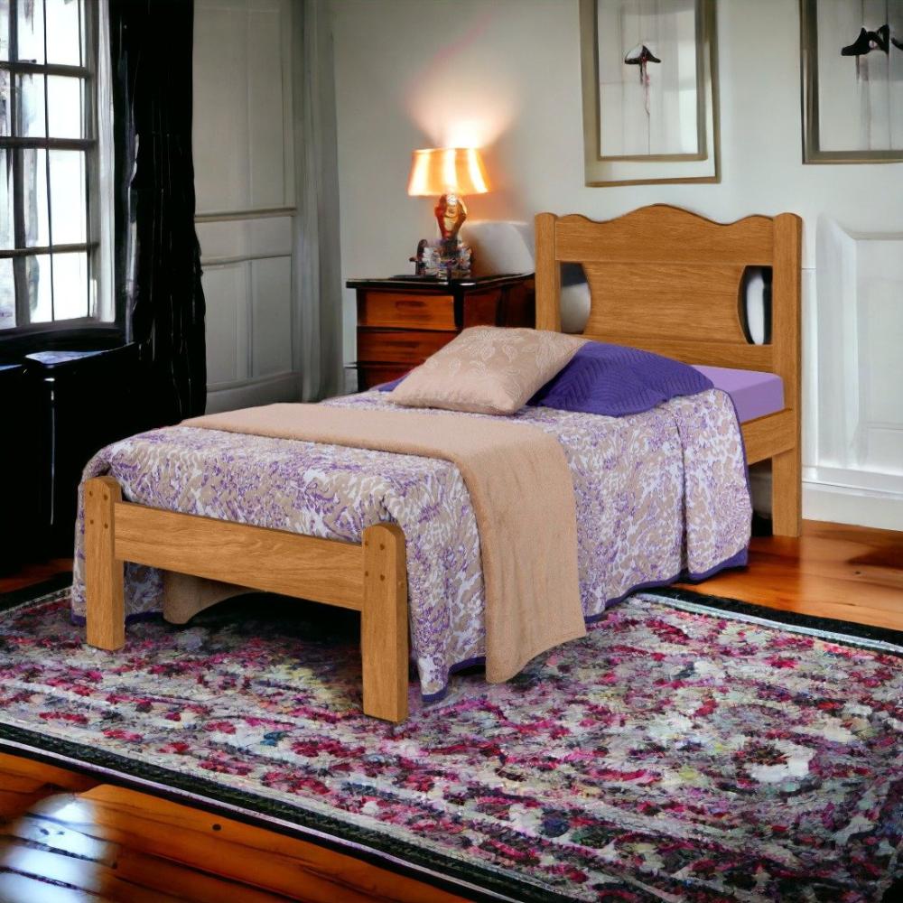 Cama Solteiro Munique Nature com Colchão Gabrielli