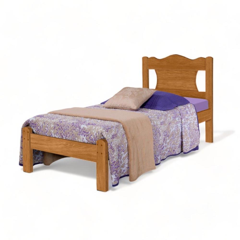 Cama Solteiro Munique Nature com Colchão Gabrielli