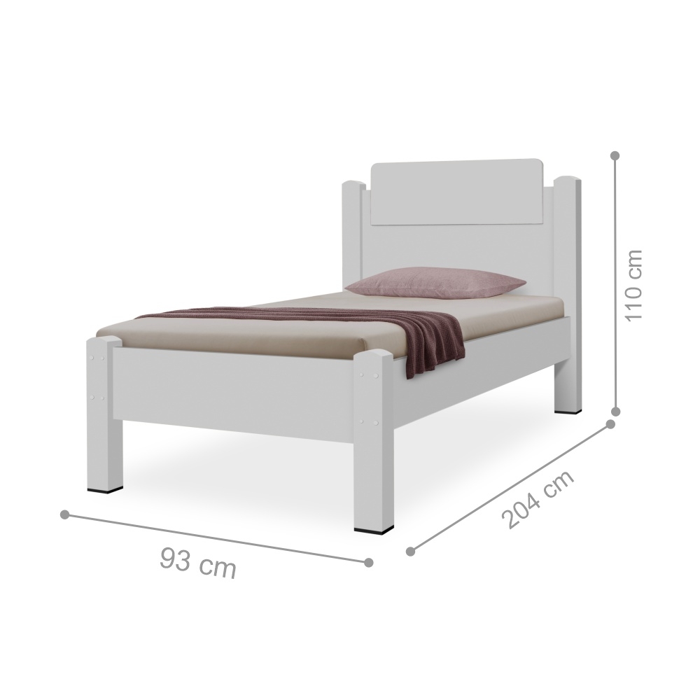 Cama de Solteiro Ryan Branco com Colchão