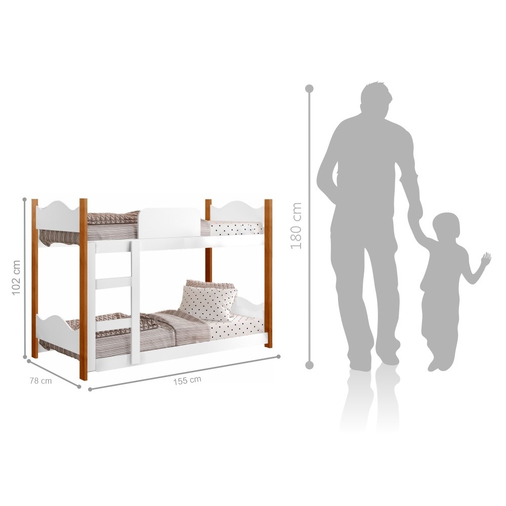 Mini Beliche Infantil Arthur Branco com Colchões