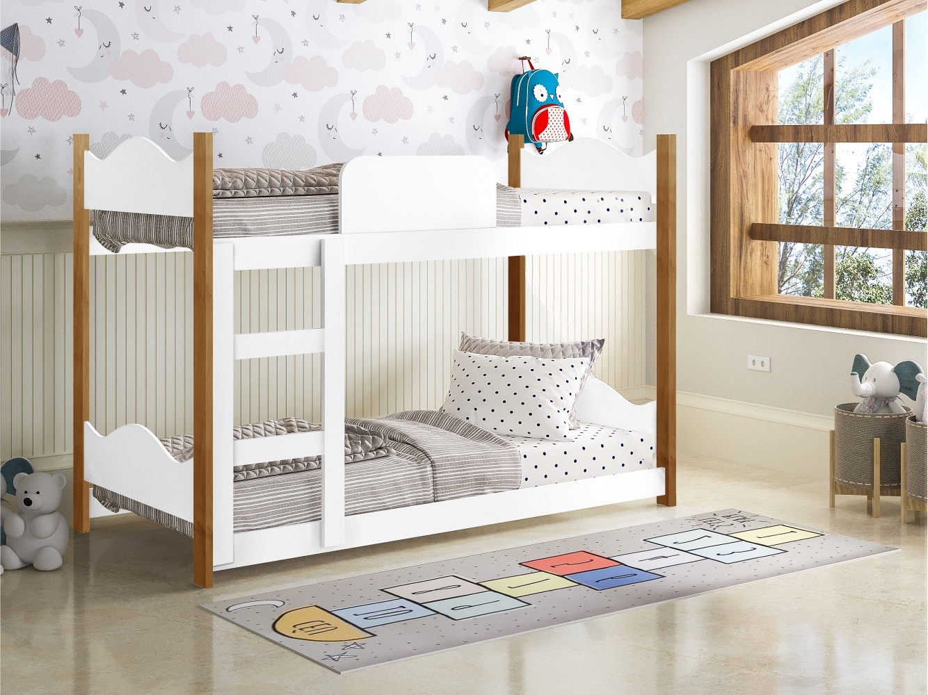 Mini Beliche Infantil Arthur Branco com Colchões