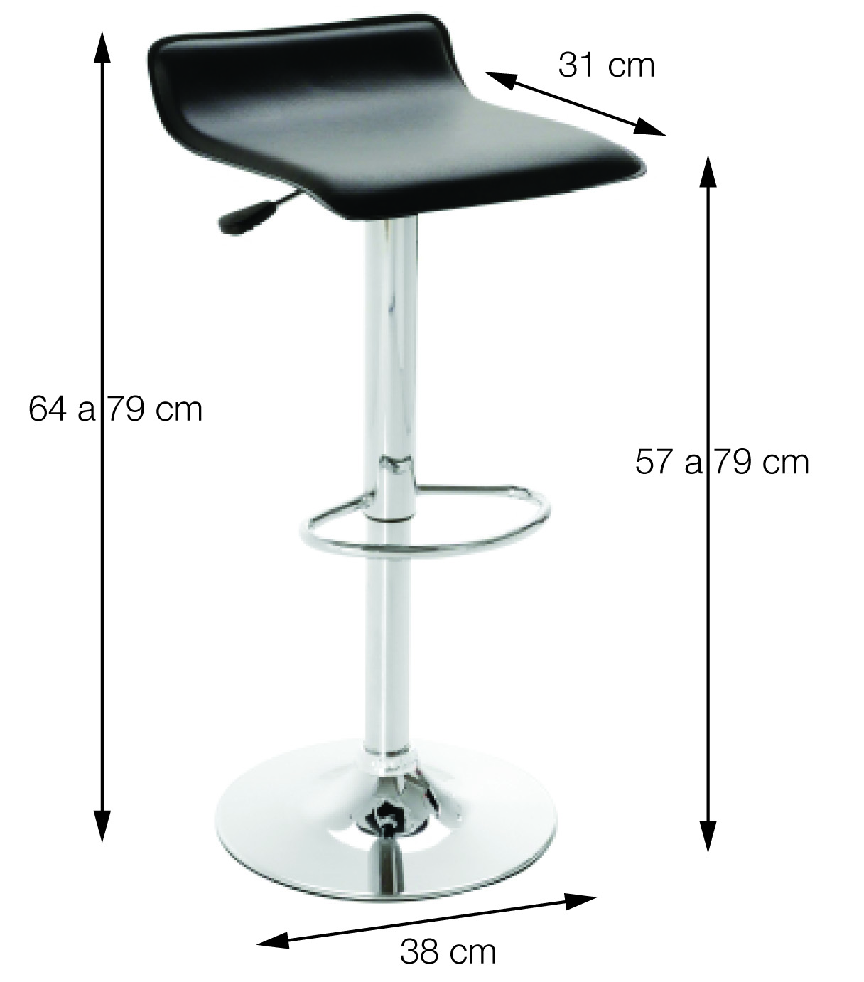 Banqueta Bar Cozinha 38,5x64cm Couro Ecológico Branco