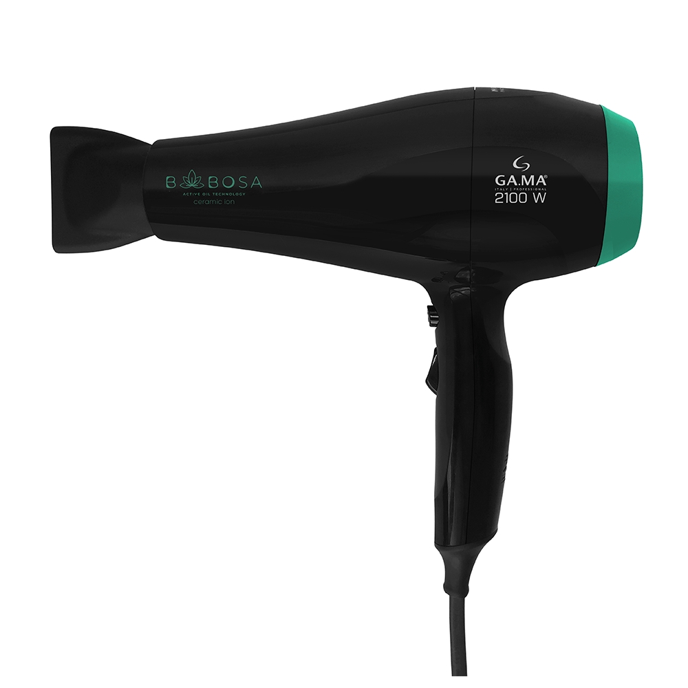 Secador De Cabelo Gama Italy Babosa Ceramic Ion, Motor AC Profissional, 2100W, Preto C/Filtro Verde 127V