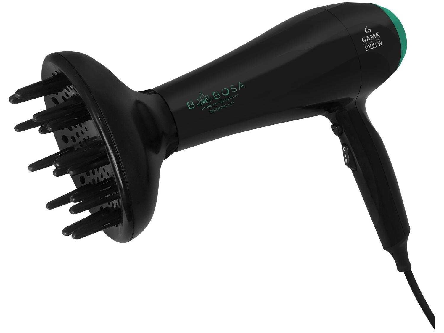 Secador De Cabelo Gama Italy Babosa Ceramic Ion, Motor AC Profissional, 2100W, Preto C/Filtro Verde 127V