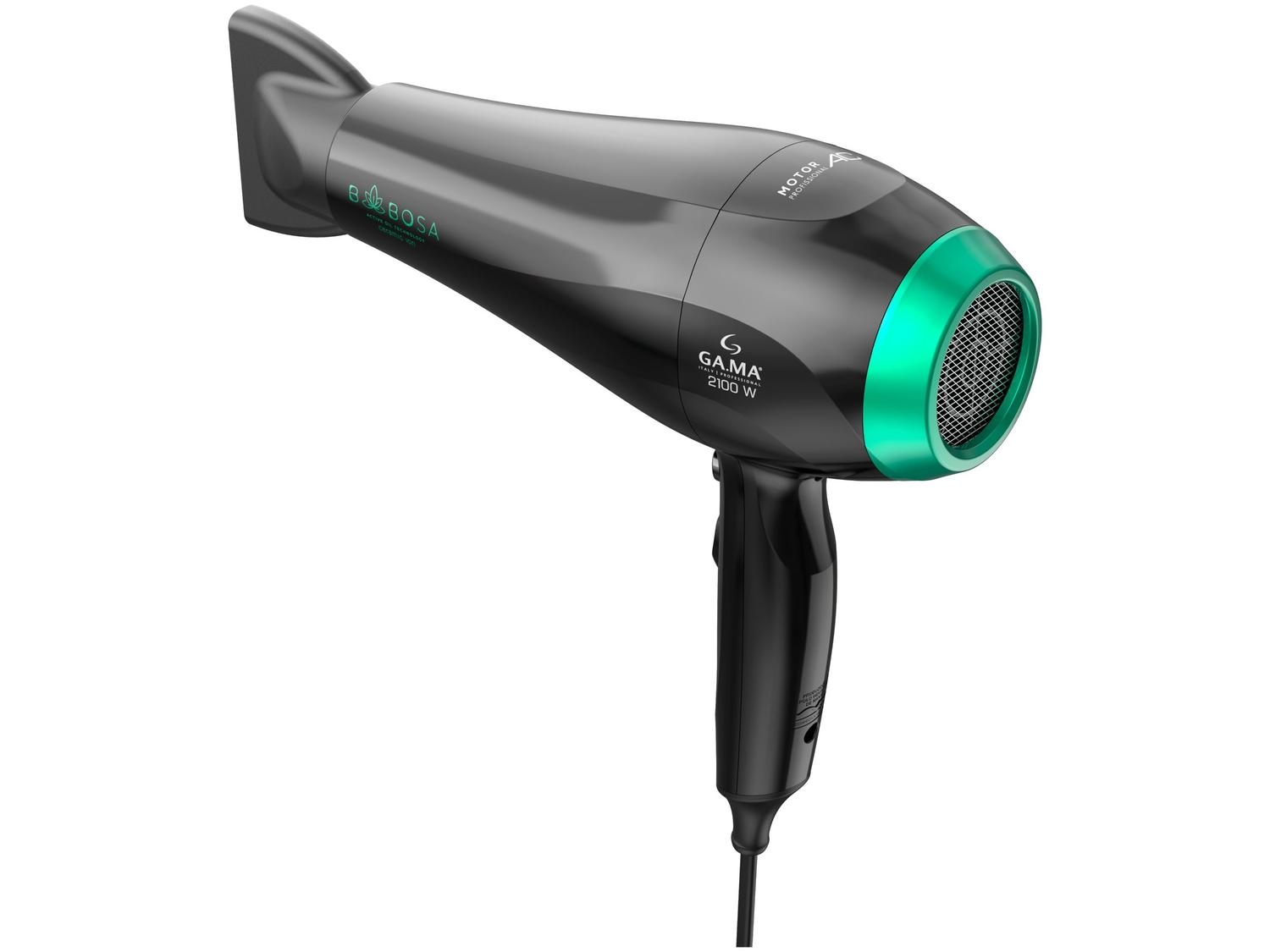 Secador De Cabelo Gama Italy Babosa Ceramic Ion, Motor AC Profissional, 2100W, Preto C/Filtro Verde 220V