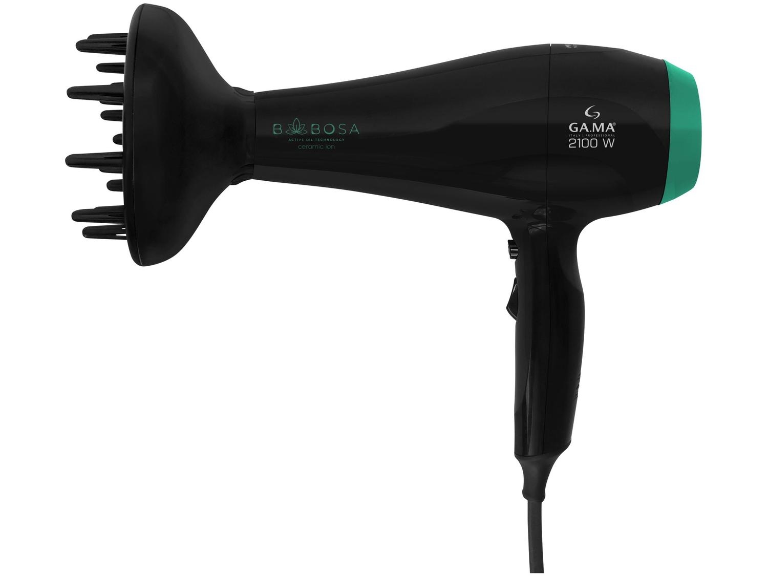 Secador De Cabelo Gama Italy Babosa Ceramic Ion, Motor AC Profissional, 2100W, Preto C/Filtro Verde 220V