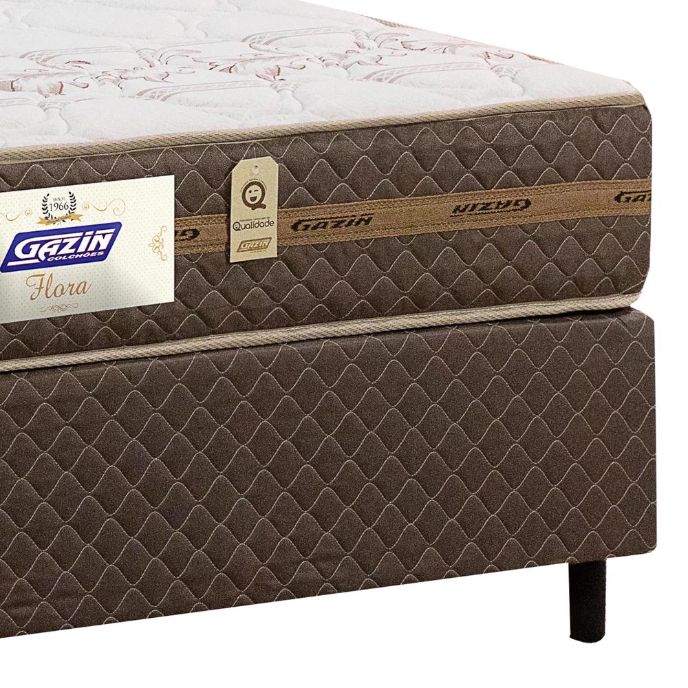 Base Para Cama Box Casal 138cm Poliéster Bordado Flora Marrom - Gazin
