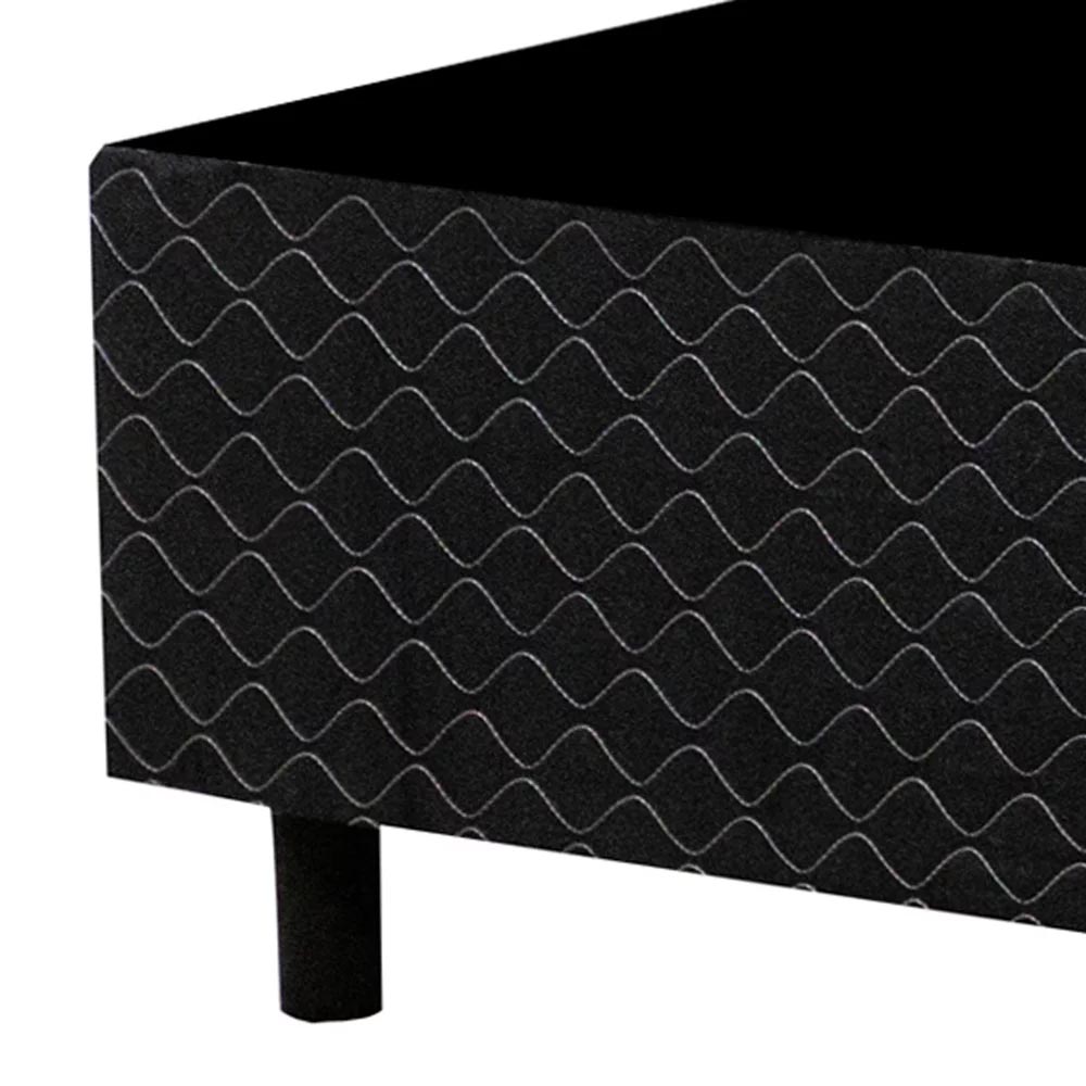 Base Para Cama Box Casal 138cm Poliéster Bordado Perola Negra Preto - Gazin