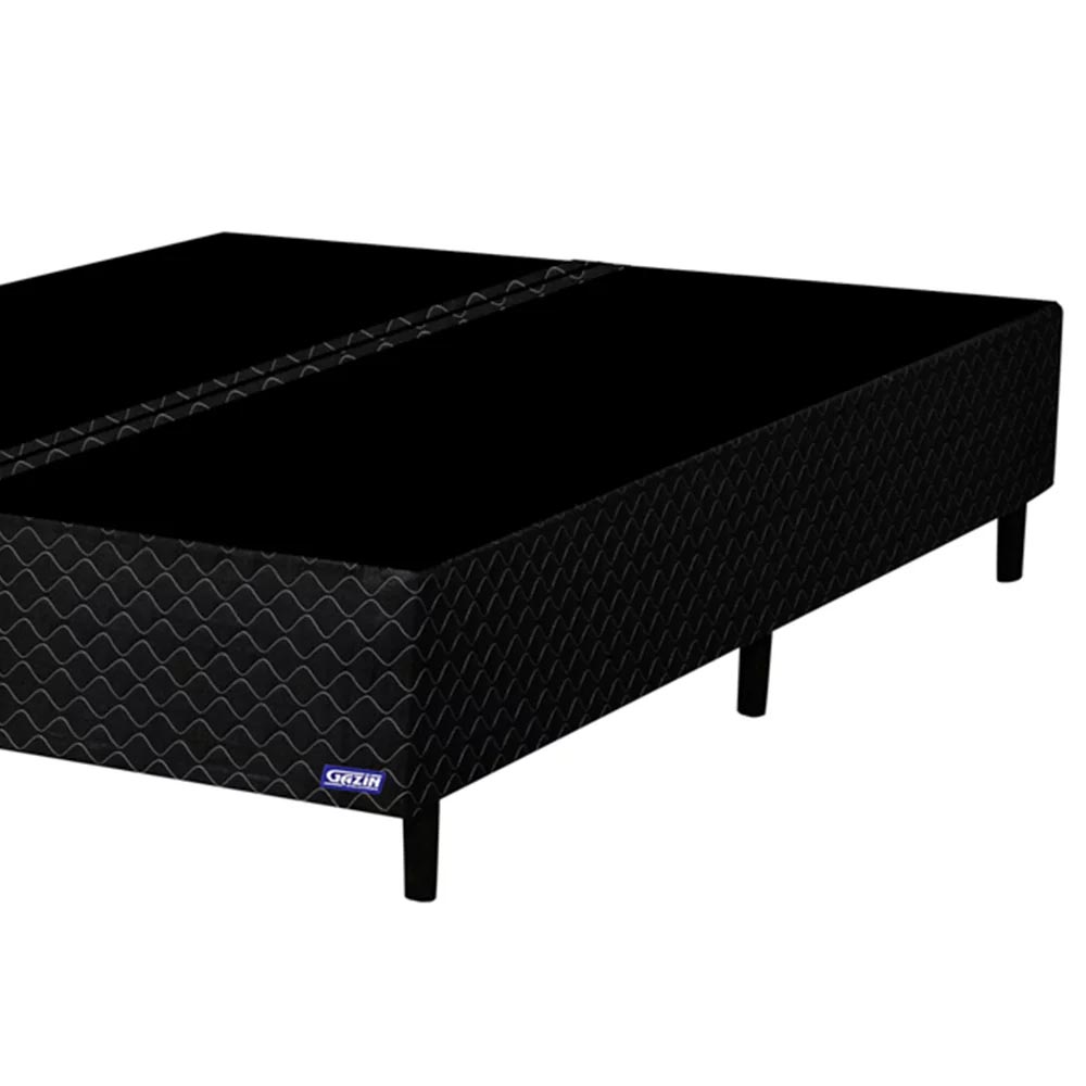 Base Para Cama Box Casal Bipartido 158cm Poliéster Bordado Perola Negra Preto - Gazin